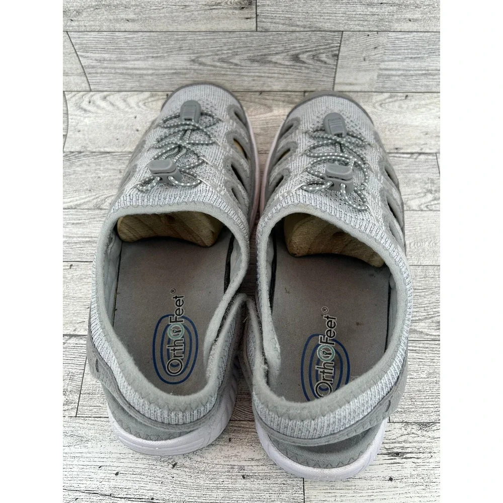 Orthofeet Women's Gray Mesh Comfort‎ Adjustable Strap Slingback Sandal 9.5